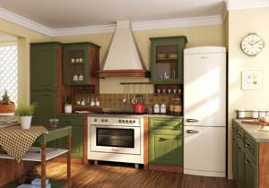 холодильник с зеленым гарнитуром